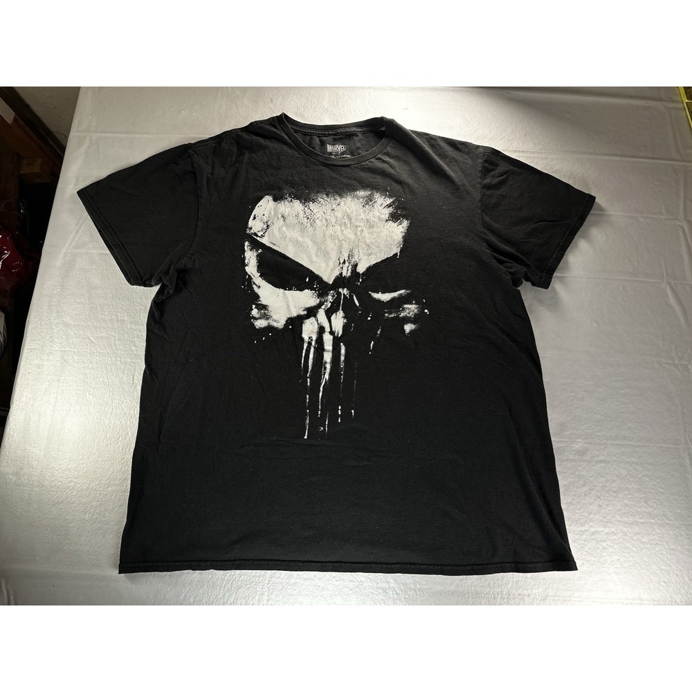 Marvel‎ Punisher Shirt Adult XL Black Distressed Skull Graphic Mad Engine Tee